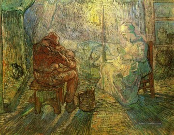 Abend Die Uhr nach Hirse Vincent van Gogh Ölgemälde
